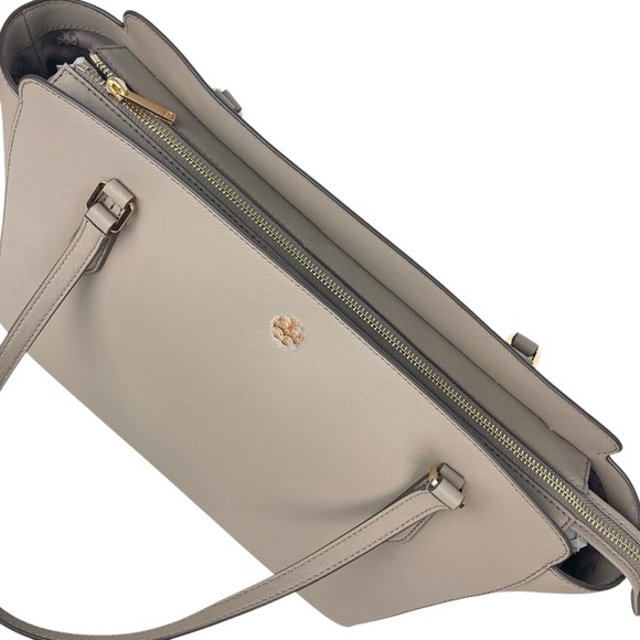 NWOT * TORY BURCH Emerson Top Zip Leather Tote Bag in French Grey - Picture 12 of 13